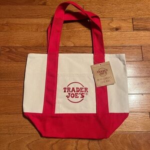 Trader Joe's mini canvas tote bag in red